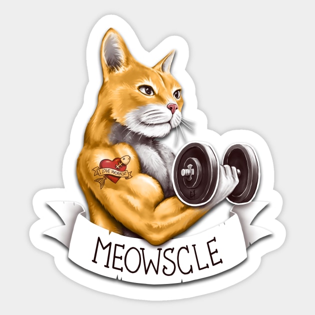 Meowscle Sticker by c0y0te7